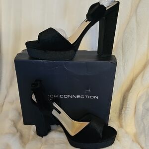 French Connection Black Velvet Platform Sandals